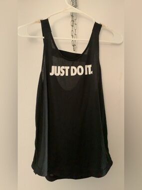 Nike Black Tank Top with White "JUST DO IT." Chest Print